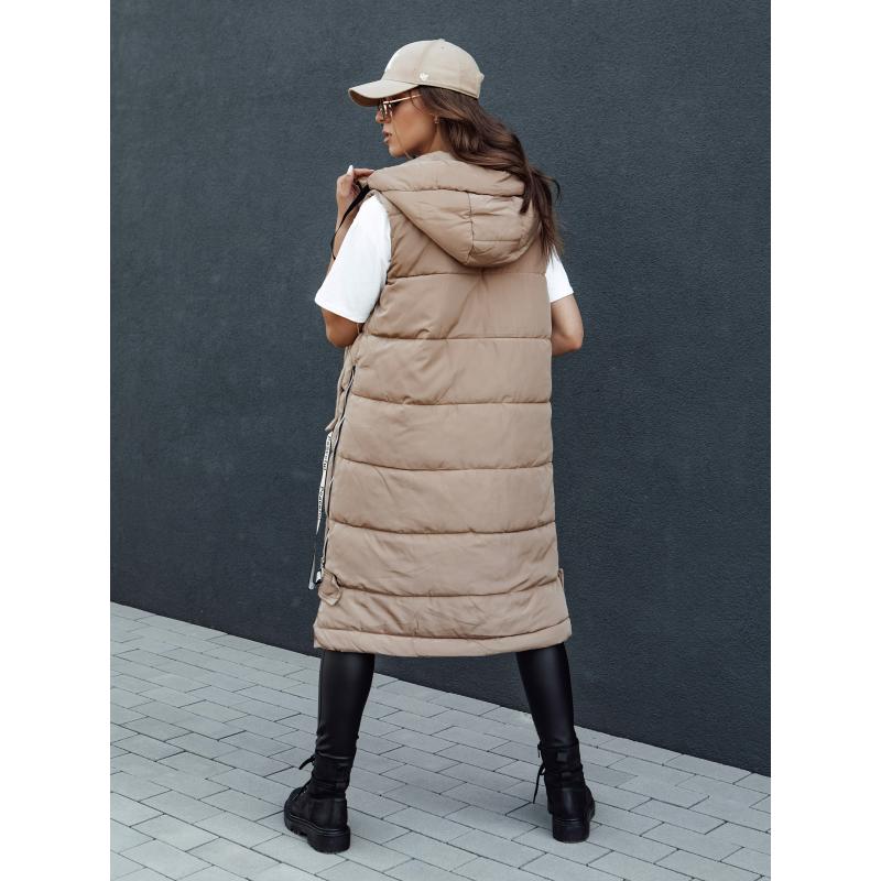 Dámská prošívaná vesta s kapucí SKYLER hnědá