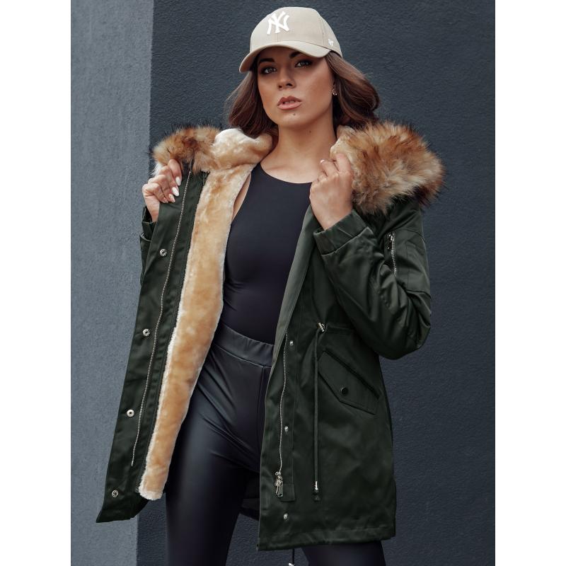 Női téli parka dzseki kapucnival AVENA II zöld