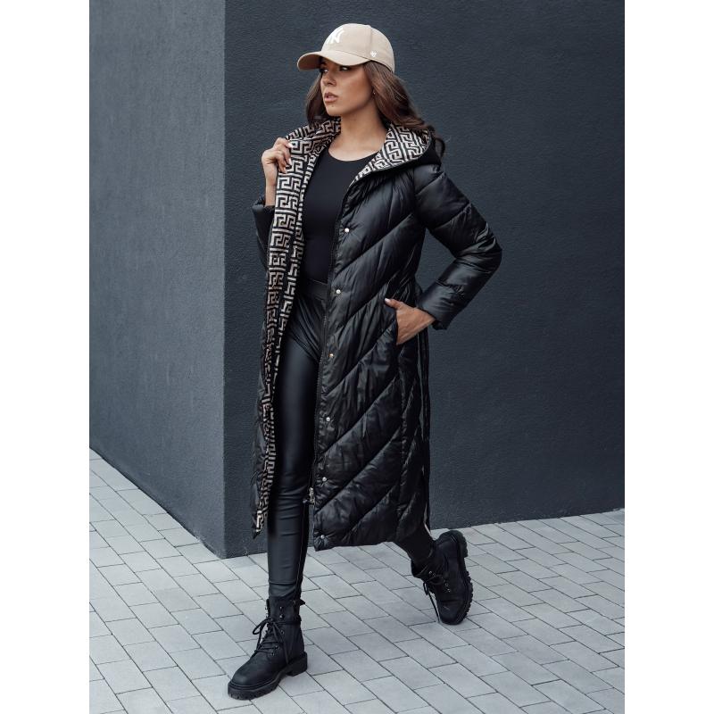 Dámský prošívaný zimní kabát s kapucí CELESTIE černý
