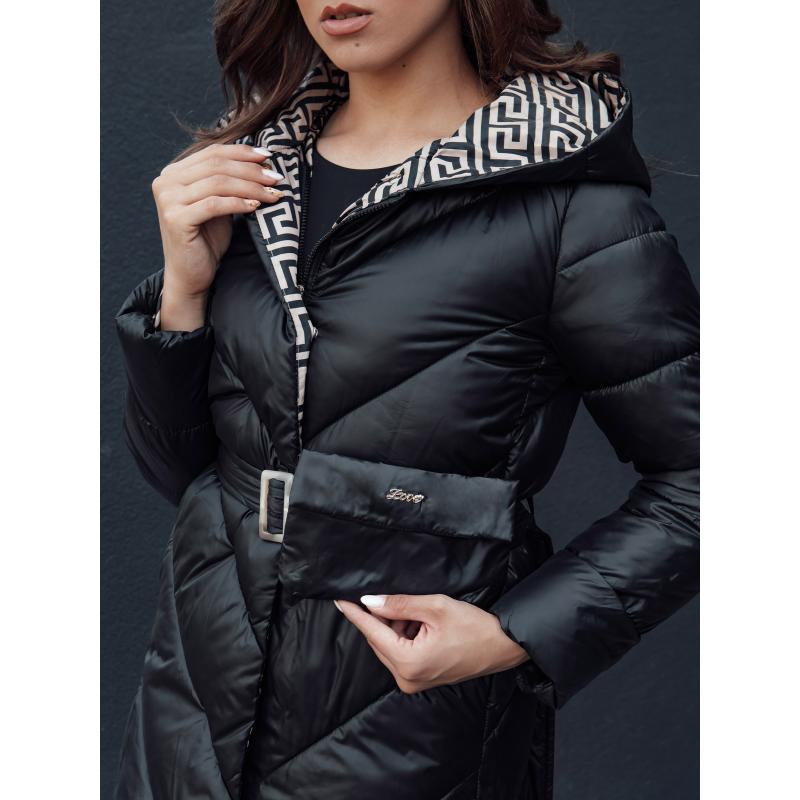 Dámský prošívaný zimní kabát s kapucí CELESTIE černý