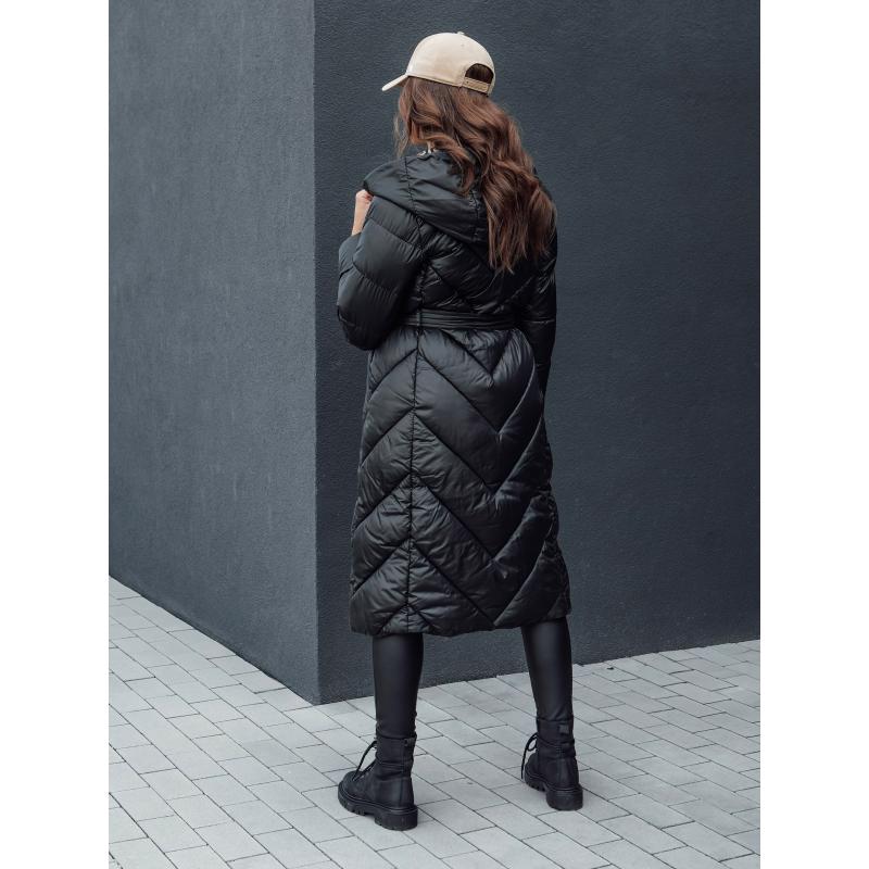 Dámský prošívaný zimní kabát s kapucí CELESTIE černý