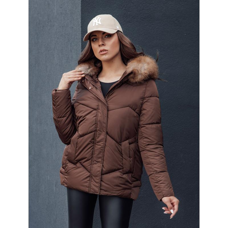 Dámský zimní kabát s kapucí WAYWARD hnědý