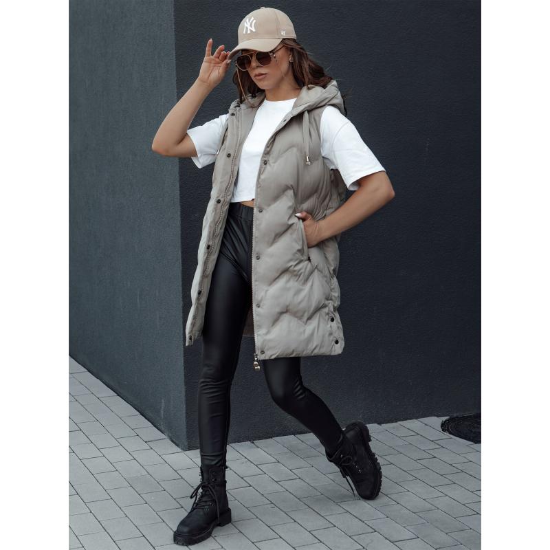 Dámská prošívaná vesta s kapucí TAMIRA béžová