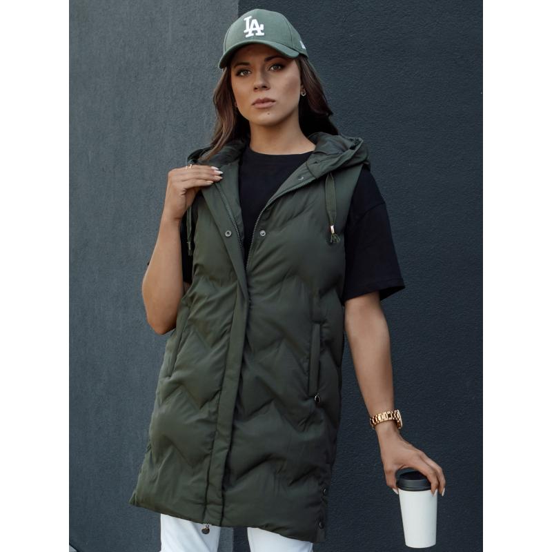 Dámská prošívaná vesta s kapucí TAMIRA zelená