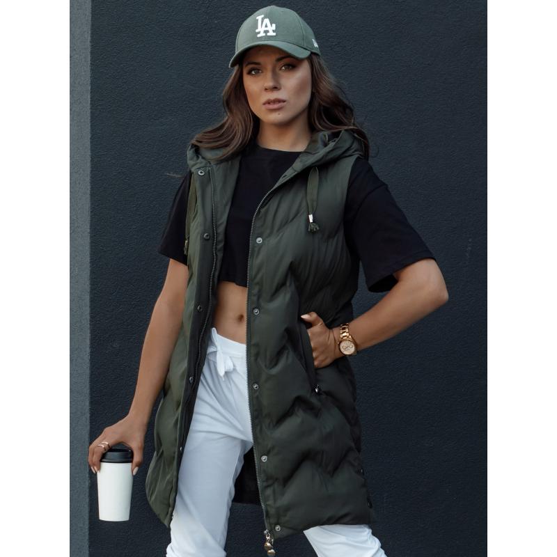 Dámská prošívaná vesta s kapucí TAMIRA zelená