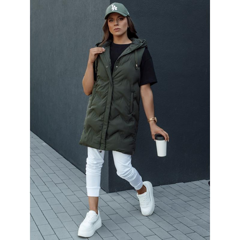 Dámská prošívaná vesta s kapucí TAMIRA zelená