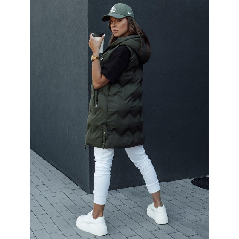 Dámská prošívaná vesta s kapucí TAMIRA zelená