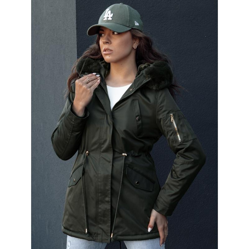 Dámská zimní bunda parka s kožešinou ERISS zelená