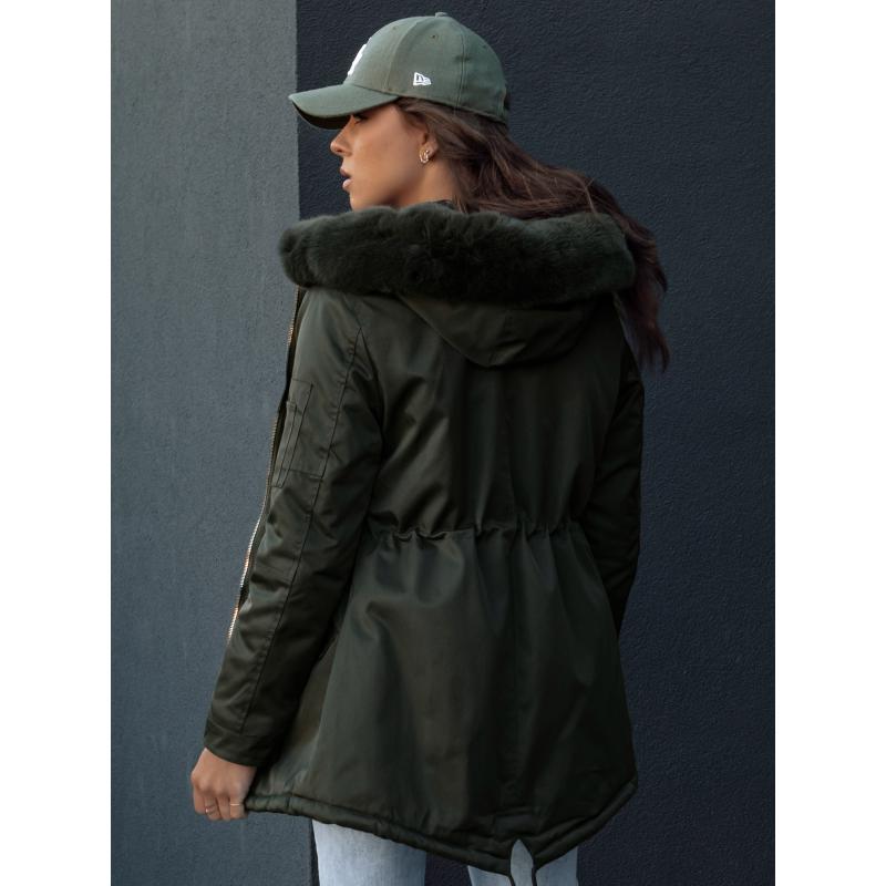 Dámská zimní bunda parka s kožešinou ERISS zelená