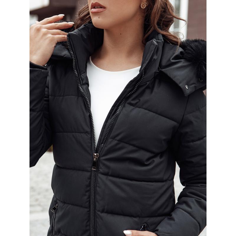 Dámský zimní kabát s kožíškem a kapucí ITEM černý