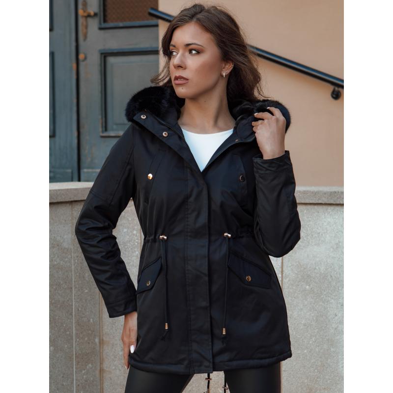 Dámská zimní bunda parka s kožíškem ERISS černá