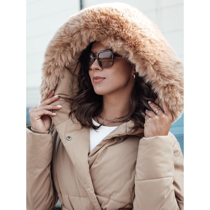Dámská prošívaná dlouhá bunda GLAMWARM béžová