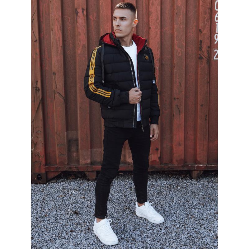 Pánská zimní bunda prošívaná s kapucí černá