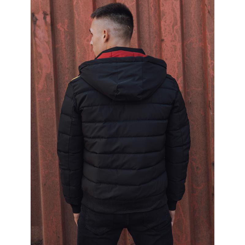 Pánská zimní bunda prošívaná s kapucí černá