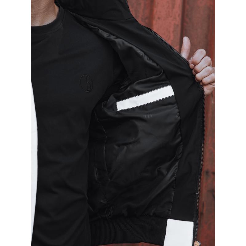 Pánská zimní bunda prošívaná s kapucí bílá