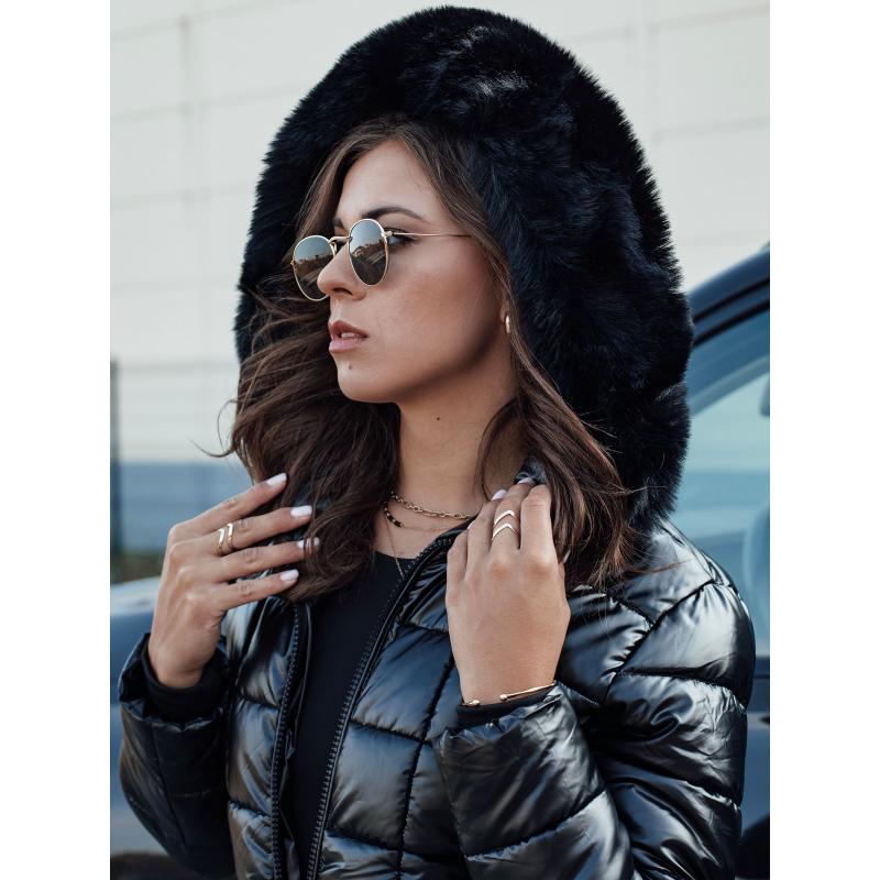 Dámská prošívaná zimní bunda s kapucí WINTERZIP černá