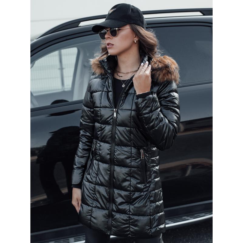 Dámská prošívaná zimní bunda s kapucí WINTERZIP černá béžová