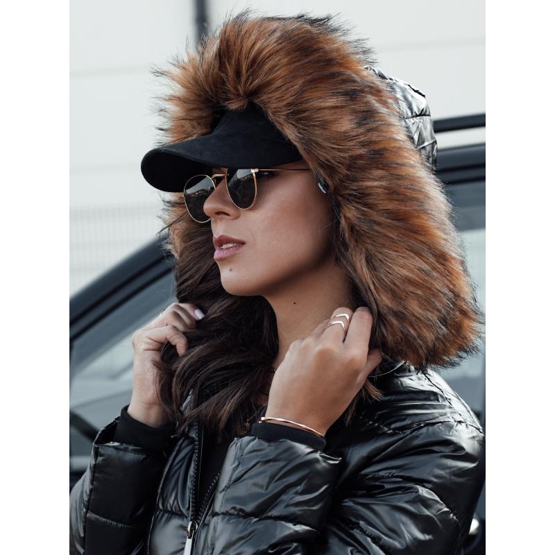 Dámská prošívaná zimní bunda s kapucí WINTERZIP černá béžová