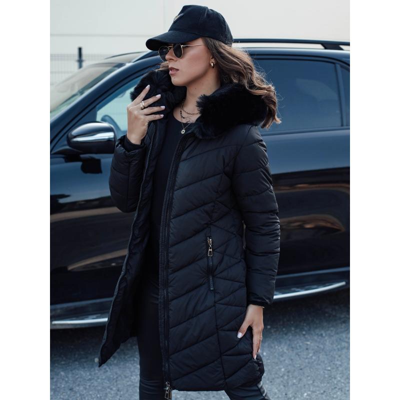 Dámská prošívaná zimní bunda s kapucí MODLOVA černá
