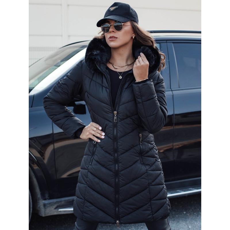 Dámská prošívaná zimní bunda s kapucí MODLOVA černá