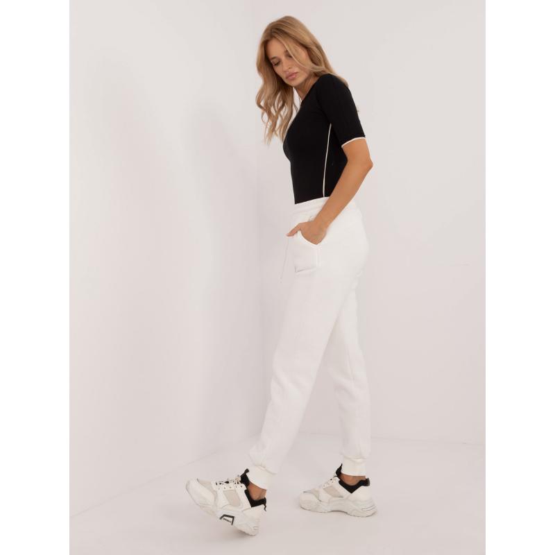 Dámsé tepláky s žebrováním ecru 