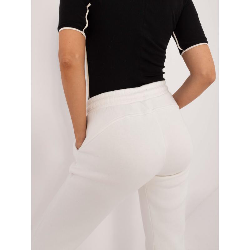 Dámsé tepláky s žebrováním ecru 