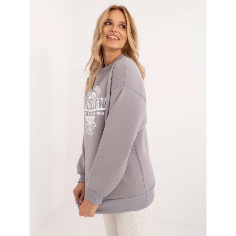 Női nyomtatott pulóver szürke