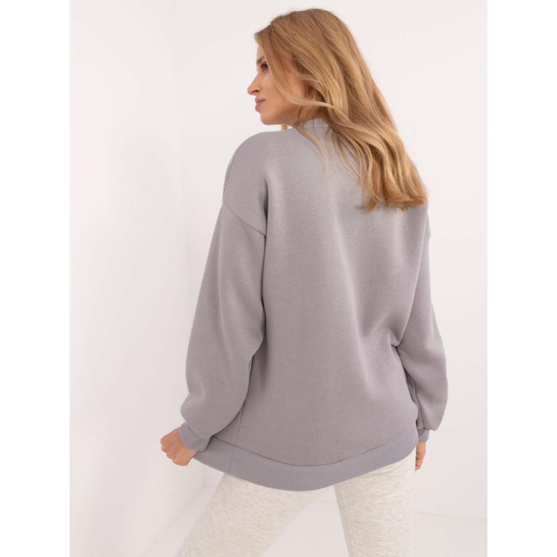 Női nyomtatott pulóver szürke