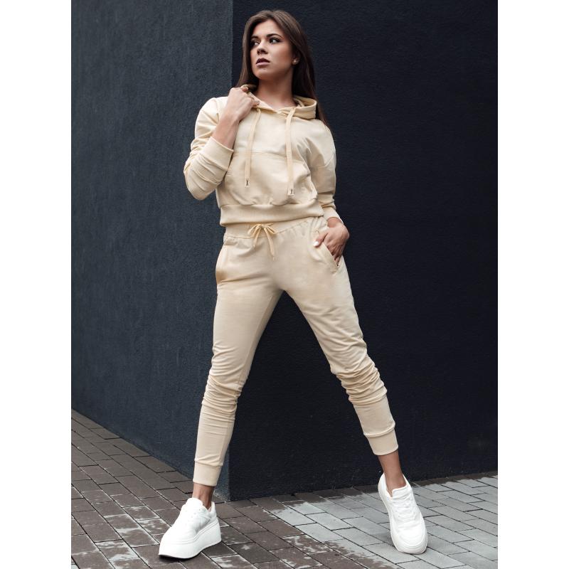 Női TRENDHOOD kapucnis pulóver krém színben