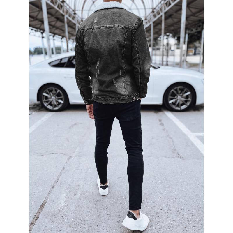 Pánská vyteplená džínová bunda šedá