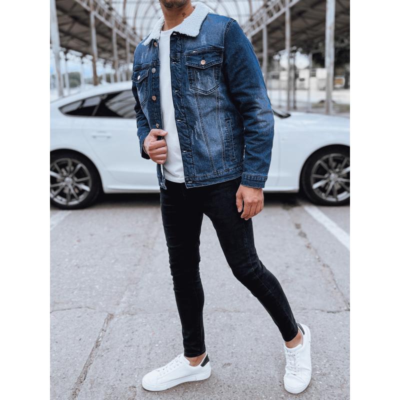 Pánská lehká džínová bunda tmavě modrá