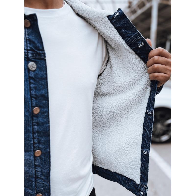 Pánská lehká džínová bunda tmavě modrá