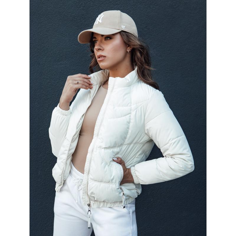 Dámská prošívaná bunda se stojáčkem SALECA ecru