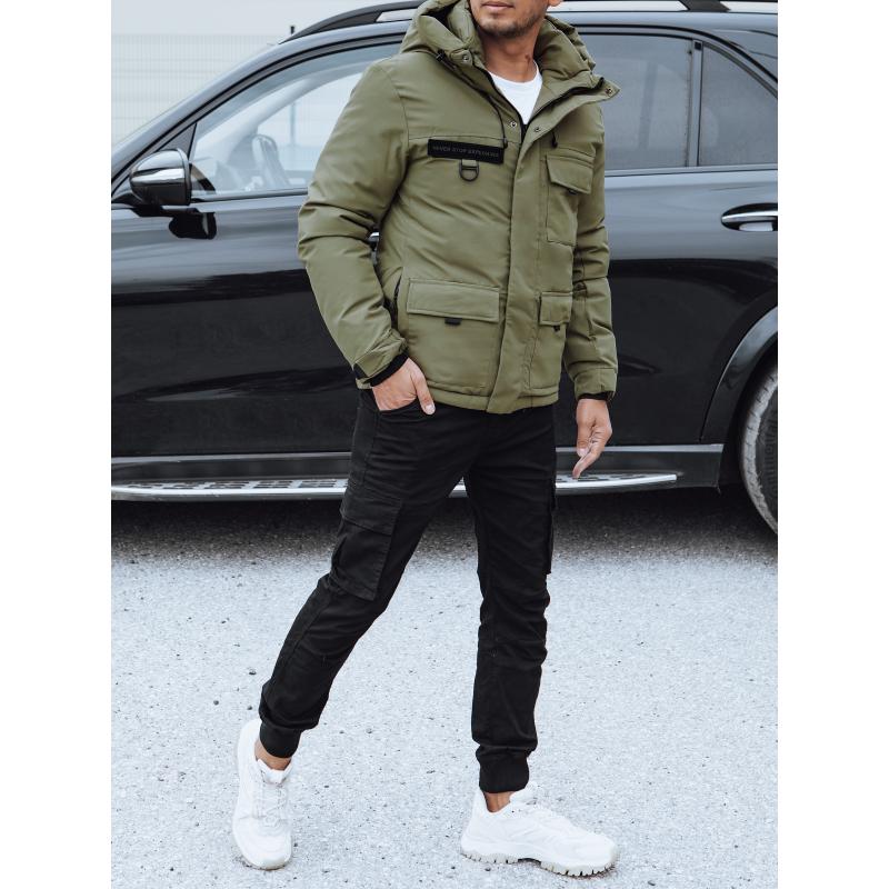 Pánská zimní bunda s kapucí zelená