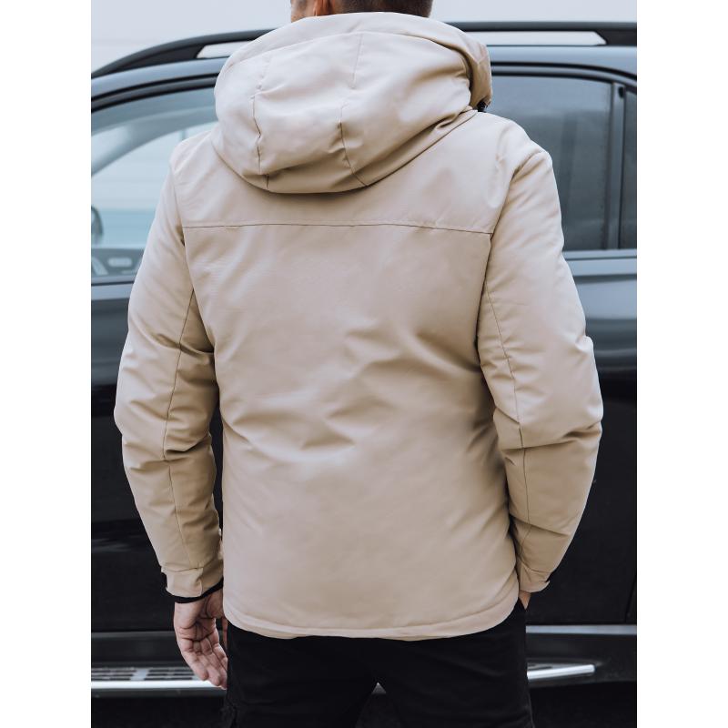 Pánská zimní bunda s kapucí béžová