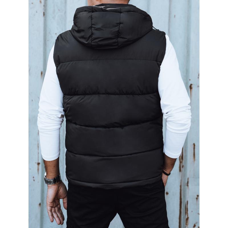 Férfi steppelt kapucnis mellény fekete