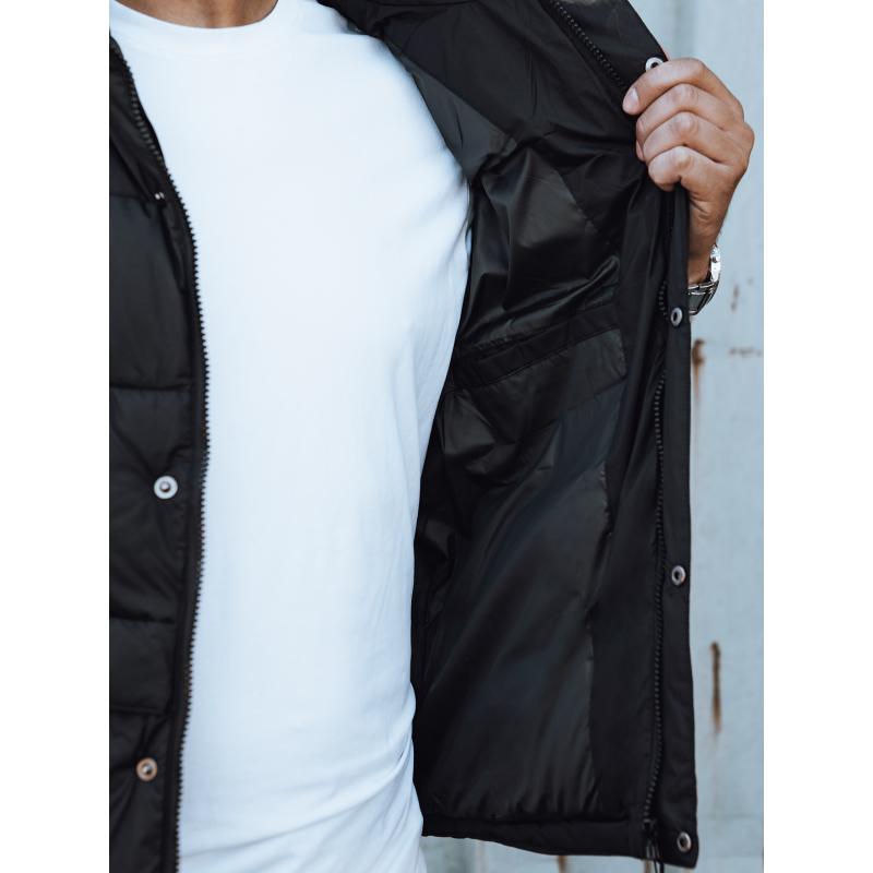 Férfi steppelt kapucnis mellény fekete