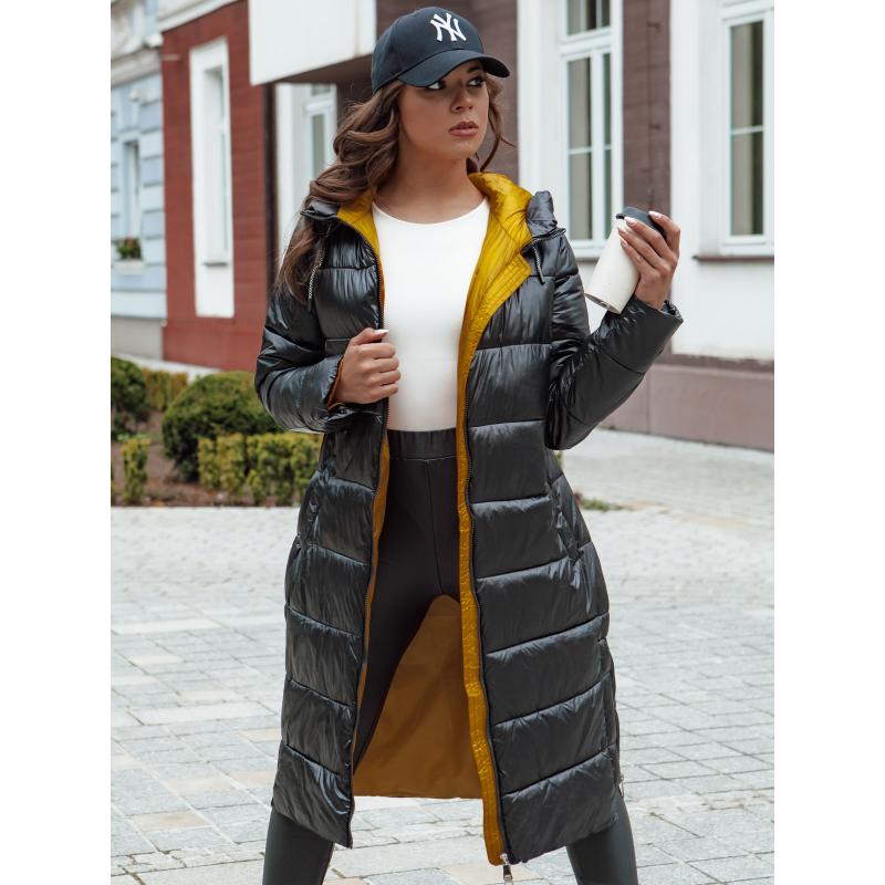 Dámský prošívaný zimní kabát s kapucí BETHANNY černý