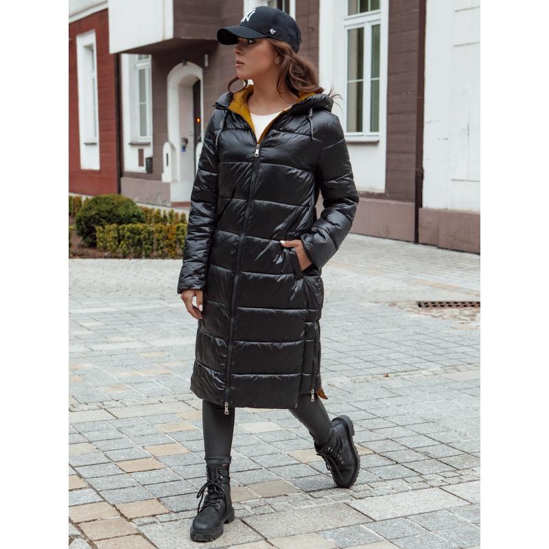 Dámský prošívaný zimní kabát s kapucí BETHANNY černý