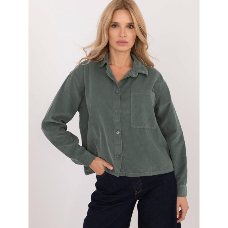 Dámská košile oversize s knoflíky SUBLEVEL tmavě zelená 