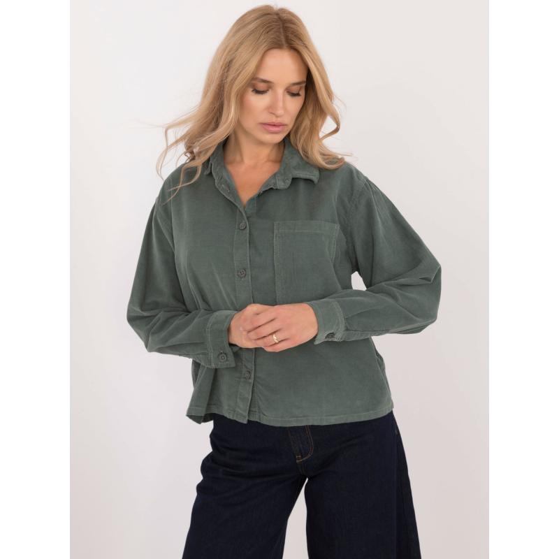Dámská košile oversize s knoflíky SUBLEVEL tmavě zelená 