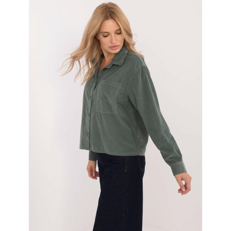 Dámská košile oversize s knoflíky SUBLEVEL tmavě zelená 