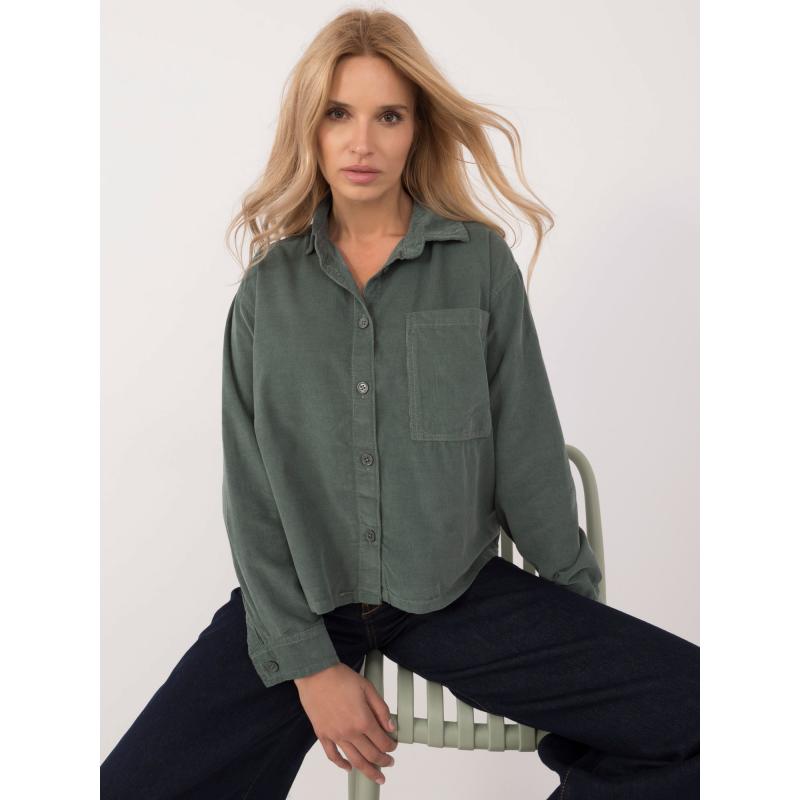 Dámská košile oversize s knoflíky SUBLEVEL tmavě zelená 
