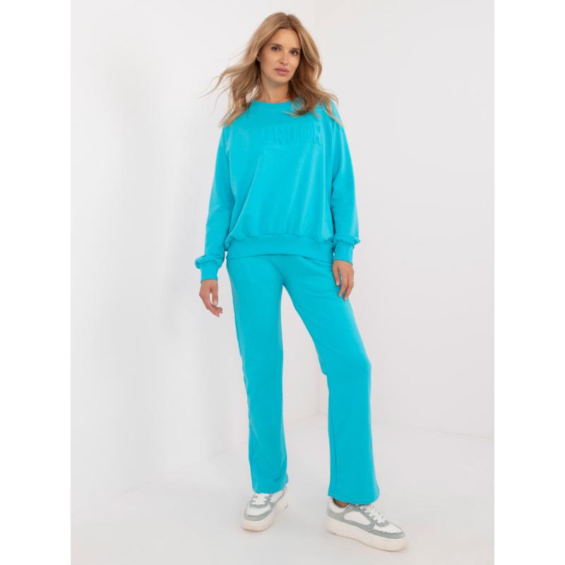 Dámská tepláková souprava s rovnými kalhotami tyrkysová