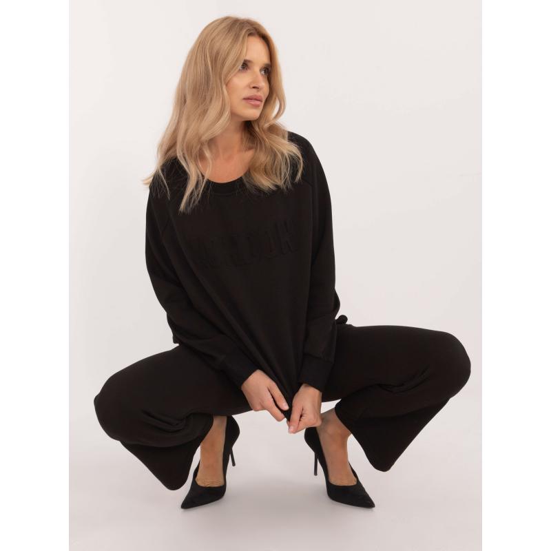 Dámská tepláková souprava s mikinou bez kapuce černá 