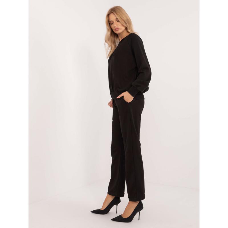 Dámská tepláková souprava s mikinou bez kapuce černá 