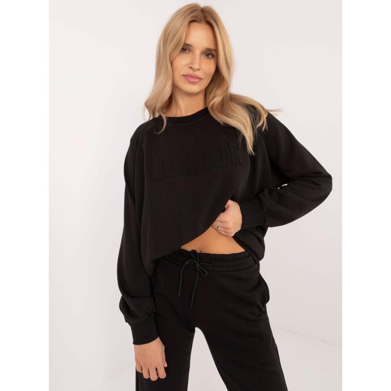 Dámská tepláková souprava s mikinou bez kapuce černá 