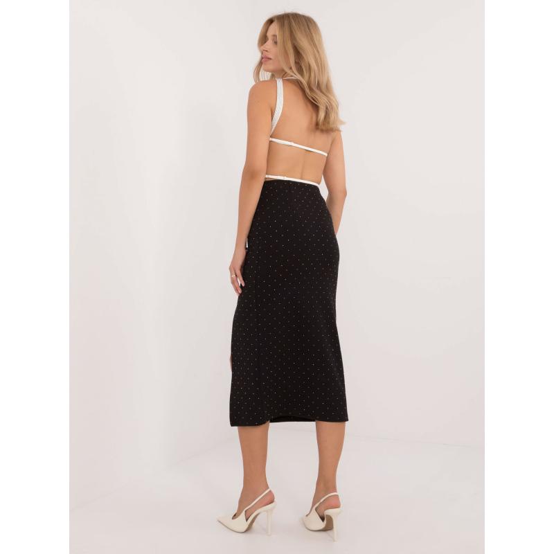 Dámská sukně s kamínky midi černá