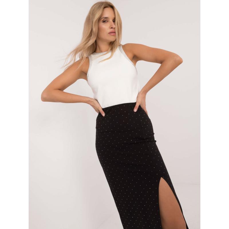 Dámská sukně s kamínky midi černá