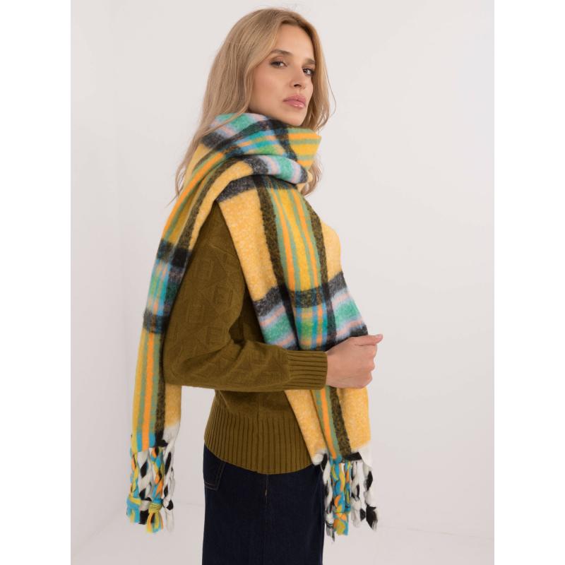 Dámská šála se střapci tmavě žlutá